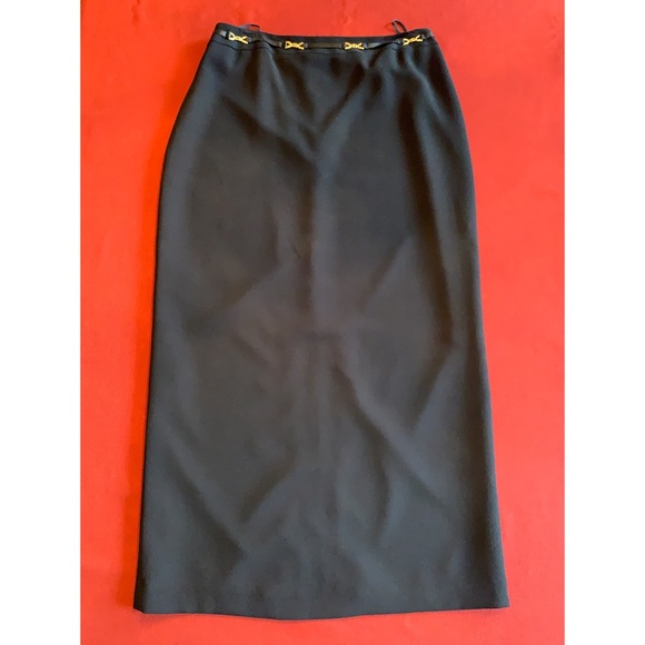 Black dressy midi skirt with gold belt detail, 12 - Picture 9 of 13